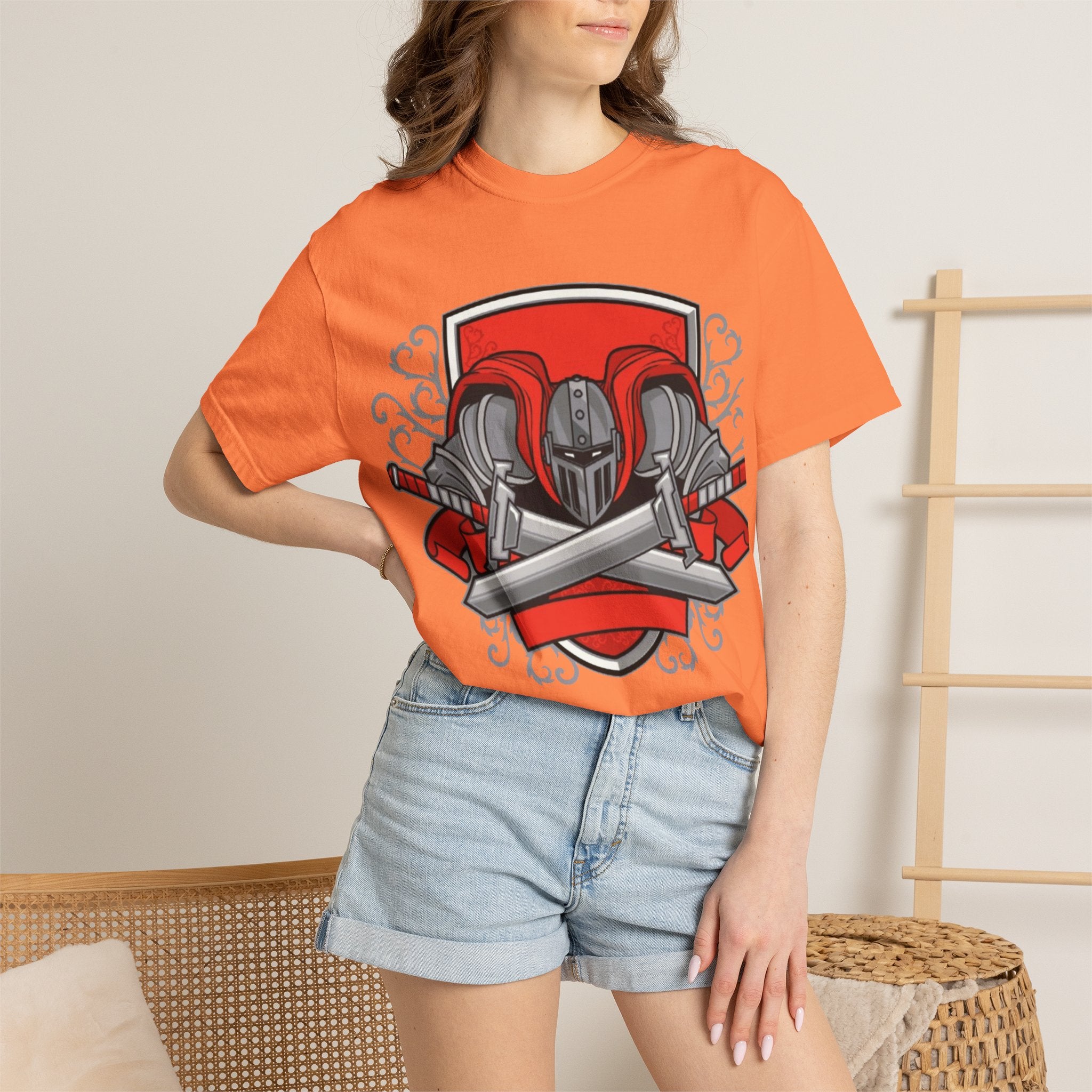 Knight Helmet & Crossed Swords T‑Shirt — “Live by the Sword, Die by the Sword” Medieval Graphic Tee
