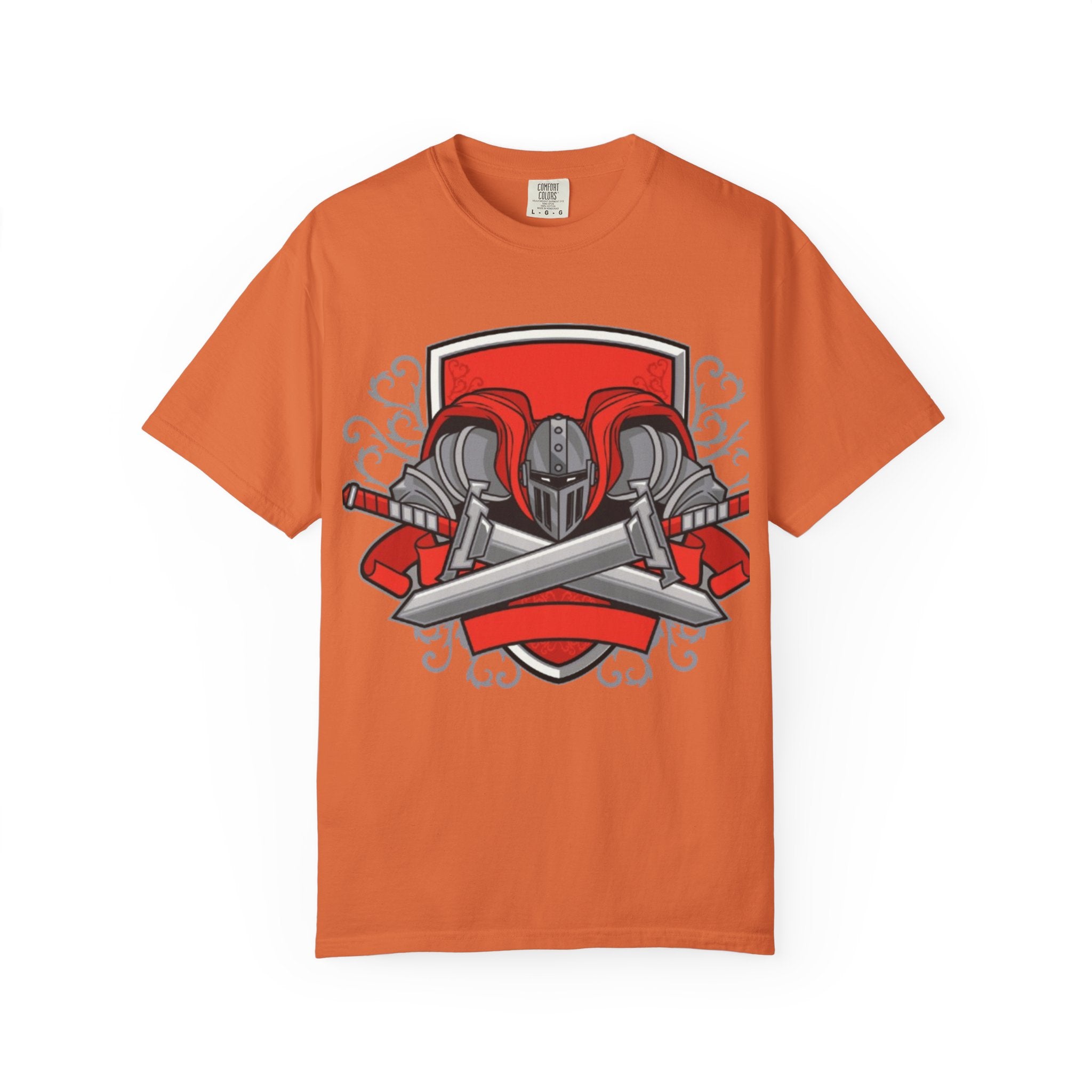 Knight Helmet & Crossed Swords T‑Shirt — “Live by the Sword, Die by the Sword” Medieval Graphic Tee