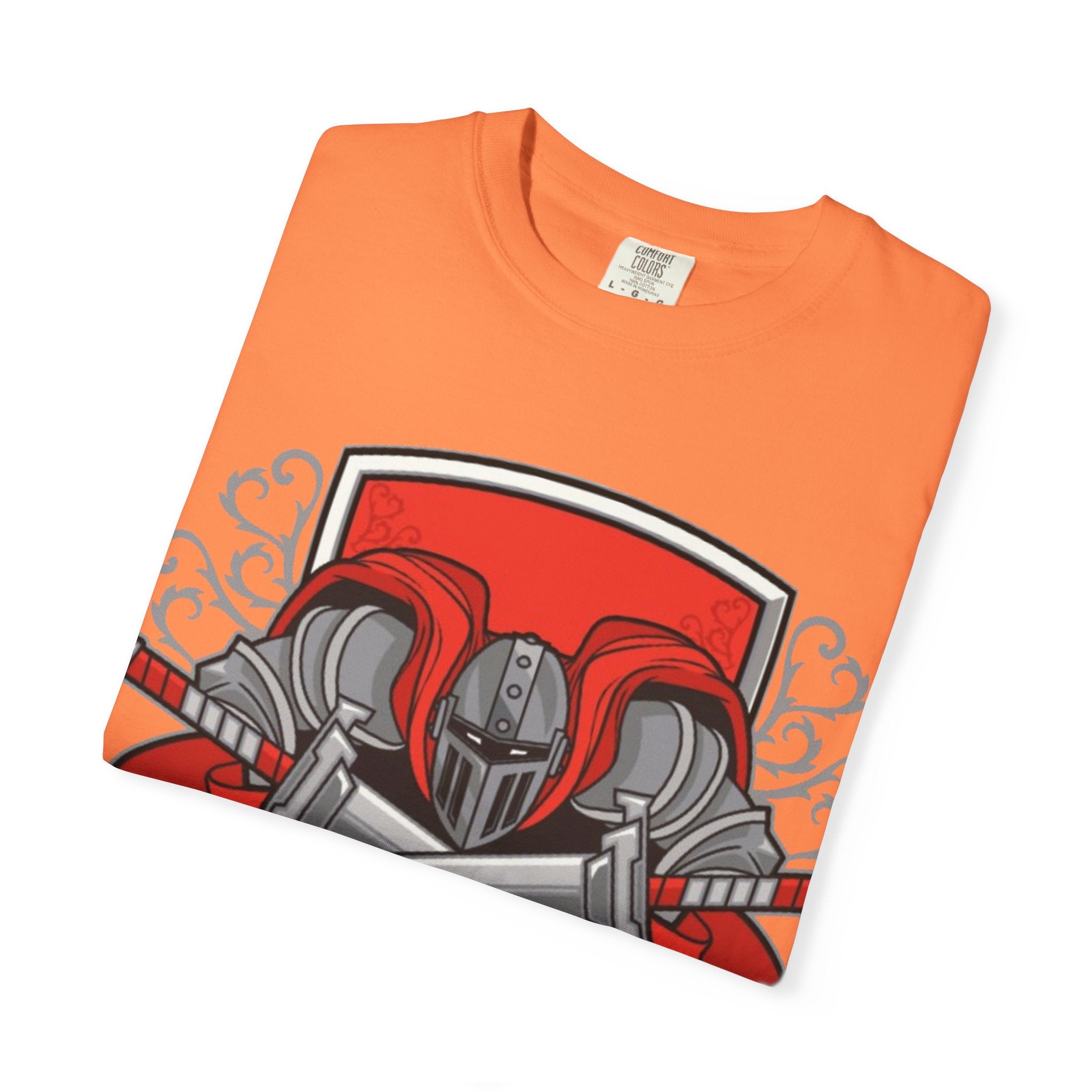 Knight Helmet & Crossed Swords T‑Shirt — “Live by the Sword, Die by the Sword” Medieval Graphic Tee