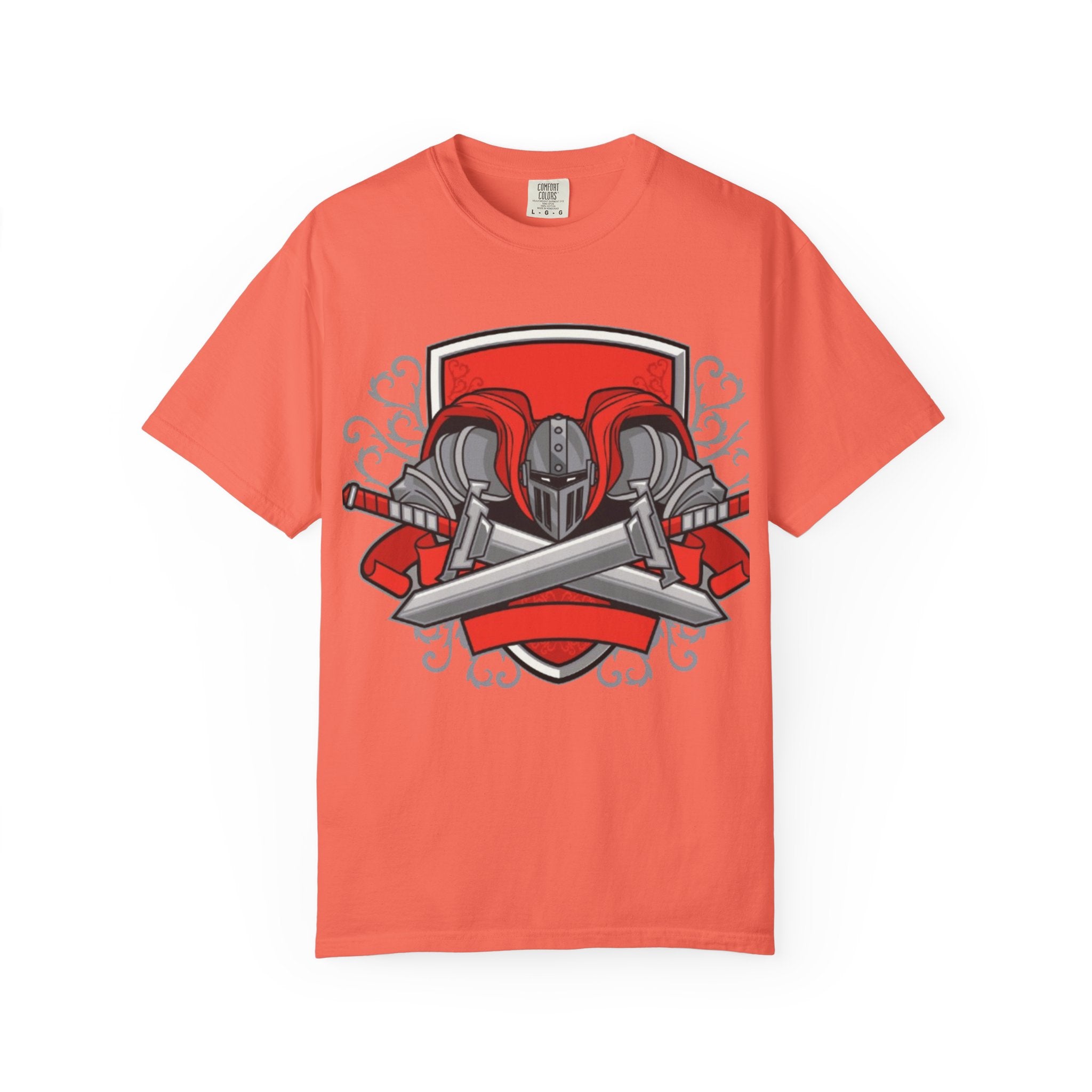 Knight Helmet & Crossed Swords T‑Shirt — “Live by the Sword, Die by the Sword” Medieval Graphic Tee