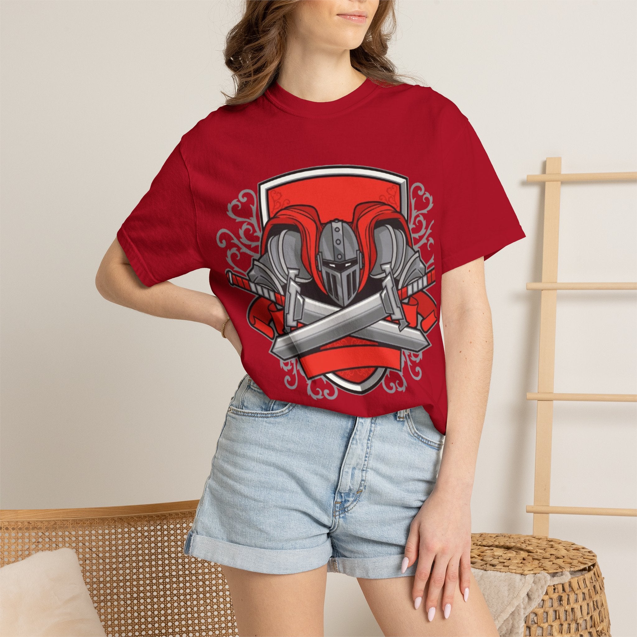Knight Helmet & Crossed Swords T‑Shirt — “Live by the Sword, Die by the Sword” Medieval Graphic Tee