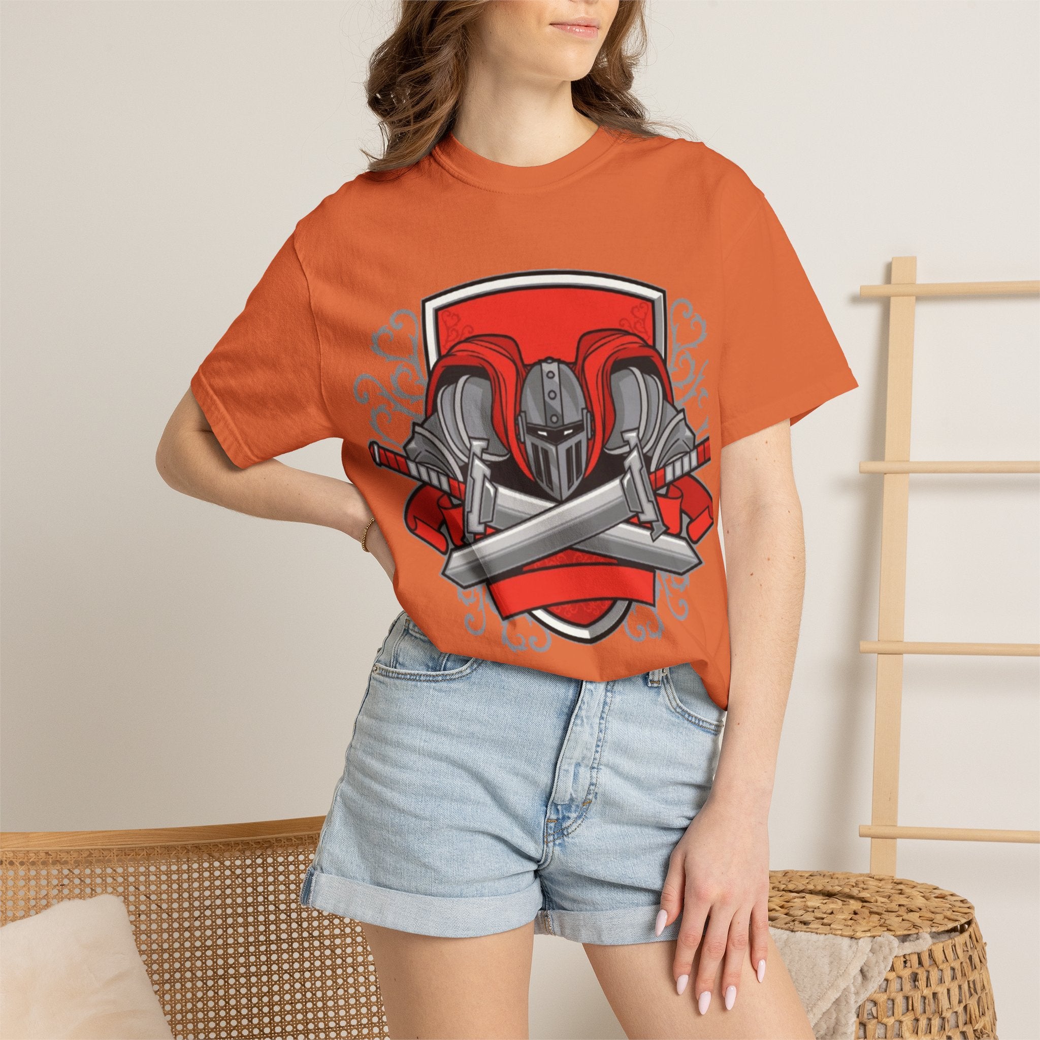 Knight Helmet & Crossed Swords T‑Shirt — “Live by the Sword, Die by the Sword” Medieval Graphic Tee